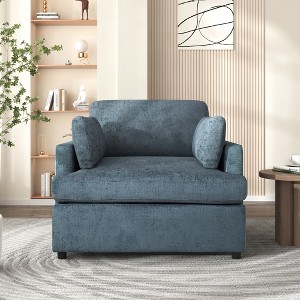 Zeus & Ruta Oversized Accent Chair with Comfortable Armrest Cushions, Durable Frame, Elegant Design & Versatile Neutral Style - 1 of 4