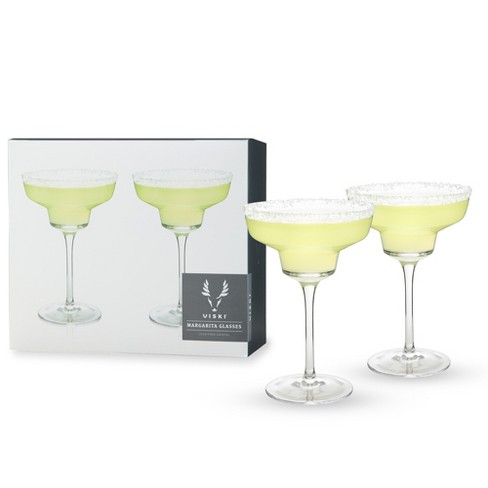 Viski Raye Angled Stemmed Margarita Glasses Set of 2 - Premium Crystal  Clear Margarita Cocktail Glasses Drink Gift Set - 12oz