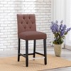 WestinTrends 24" Linen Fabric Tufted Counter Stool - 2 of 4