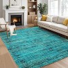 Homhougo 9x12,Runner Rug Soft Vintage Distressed Washable Rug Runners for Hallways Non-Slip Kitchen Runner Low Pile Retro Abstract Teal Multi - 2 of 4
