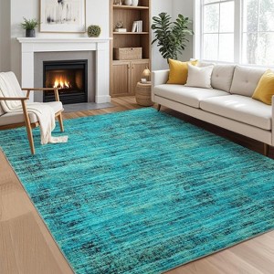 Coucheta Washable Area Rug Non-Slip Low Pile Vintage Distressed Carpet for Living Room Bedroom Office, Retro Farmhouse Style, Multi-Color & Size - 1 of 4