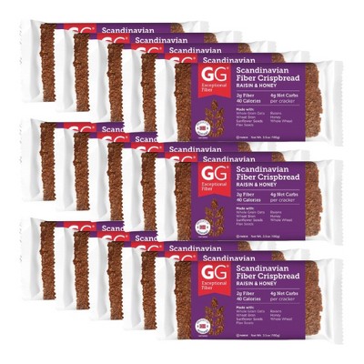 GG Scandinavian Fiber Crispbread Raisin and Honey - Case of 15/3.5 oz