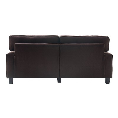 Dark Brown Microsuede Track Arm Sofa with Pillow Back