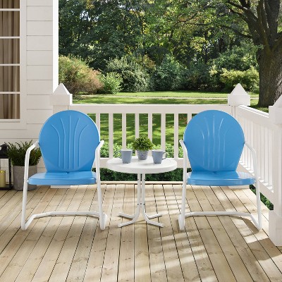 Sky Blue Metal Outdoor Conversation Set with Round Table
