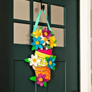 Stacked Spring Flower Pots Door Decor - 1 of 4