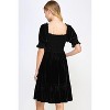 Hello Miz Women's Velvet Empire Waist Puff Sleeve Smocked Neck Maternity Dress - 3 of 4