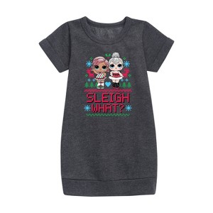 - Lol Surprise! - Sleigh What Graphic Short Sleeve Fleece Dress - 1 of 3