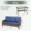 Buenhomino Outdoor Furniture 3-Seater Rattan Sofa Patio Wicker Sofa Couch Furniture Set with Glass Coffee Tables - 3 of 4