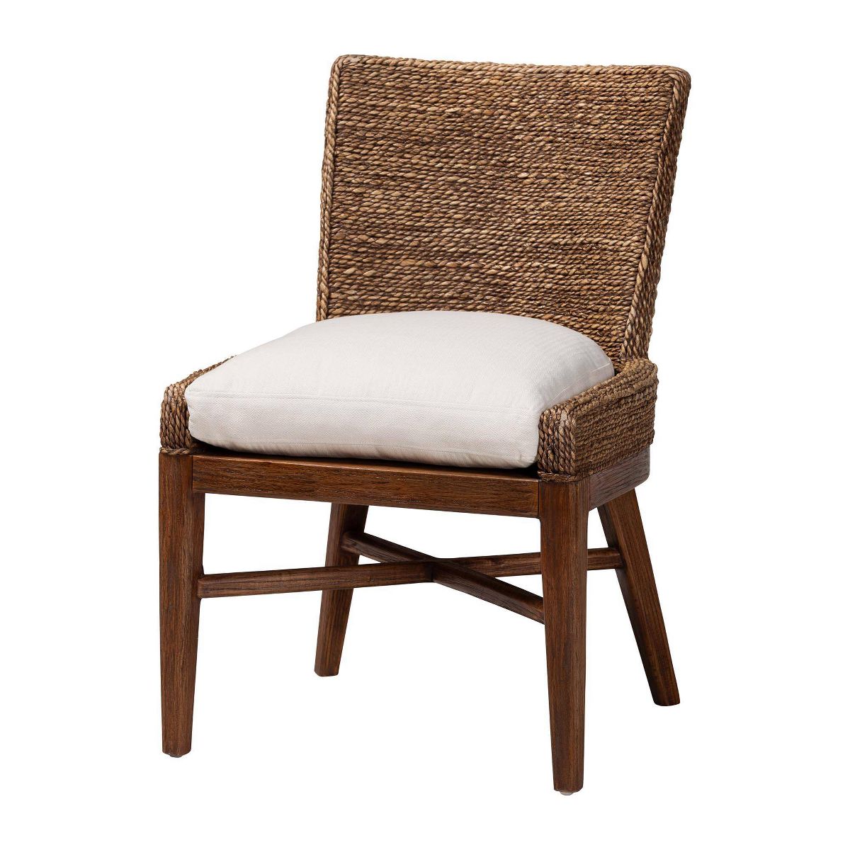 bali & pari Ridley Seagrass Dining Chair with Mahogany Wood Frame Brown Wash - thumbnail 3