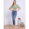 INSPIRE CHIC Women's Floral Flare Short Sleeve V Neck Summer Smocked Crop Tops - 3 of 4