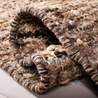 Beige and Taupe Handmade Wool Area Rug, 3' x 5'