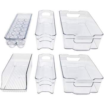 Sorbus Fridge Bins and Freezer Bins Refrigerator Organizer Stackable Storage Containers BPA-Free Drawer Organizers for Freezer and Pantry (Pack of 6)