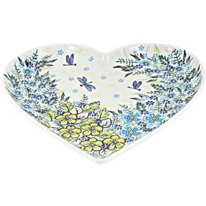Blue Rose Polish Pottery 393 Vena Large Heart Plate - 1 of 1