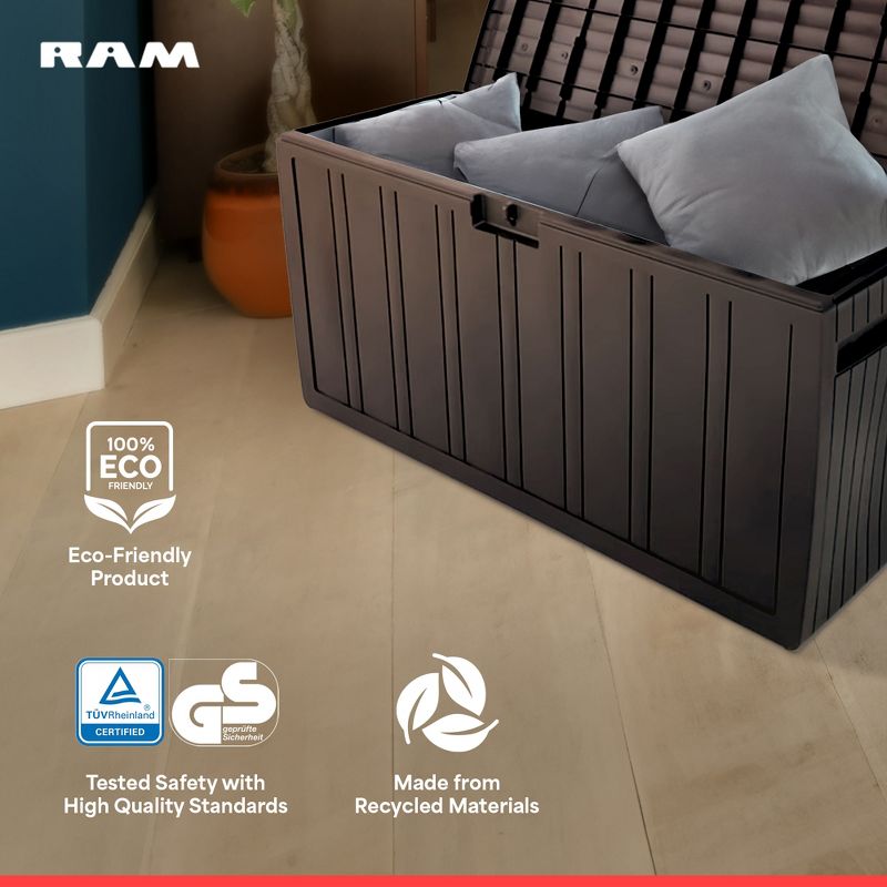 Ram Quality Products Large Outdoor Storage Deck Box Organizer Bin Waterproof Patio Furniture, 5 of 7
