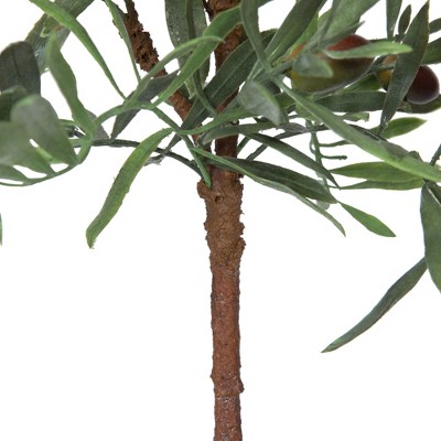 27" Potted Artificial Green Olive Tree in White Container