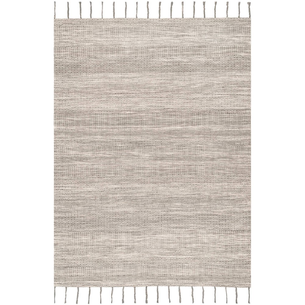 3'x5' Diem Geometric Cotton Tassel Area Rug Beige - nuLOOM
