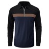 Coolmee Men's Color Block T Shirt Long Sleeve Casual Patchwork 1/4 Zip Collar Work Tee Shirts - 2 of 4