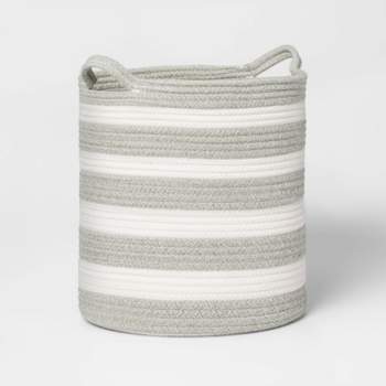 Medium Striped Coiled Kids' Rope Basket Gray - Pillowfort™
