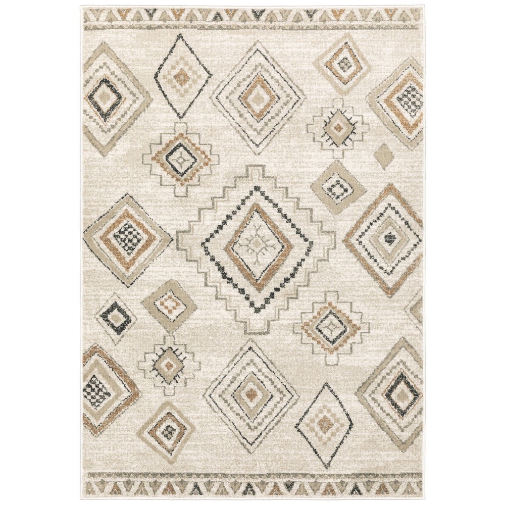  Gabriella Rustic Diamond Rug Ivory/Orange