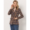 INSPIRE CHIC Women's Casual Fit Notched Lapel Double Breasted Plaid Formal Blazer - 2 of 4