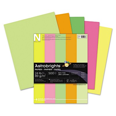 Neenah Paper Astrobrights Colored Paper 24lb 8-1/2 x 11 Neon Assortment 500 Sheets/Ream 20270