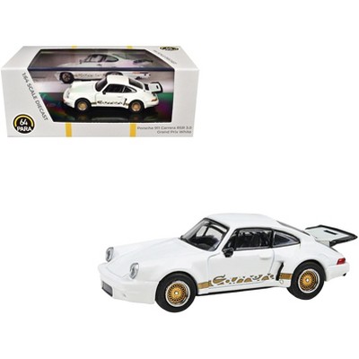 Porsche 911 Carrera RSR 3.0 Grand Prix White with Gold Stripes and Wheels 1/64 Diecast Model Car by Paragon