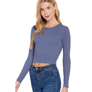Slickblue Women's Casual Knit Top with Open Back - Long Sleeves - Soft Rayon Blend - Color and Size Option - 1 of 4