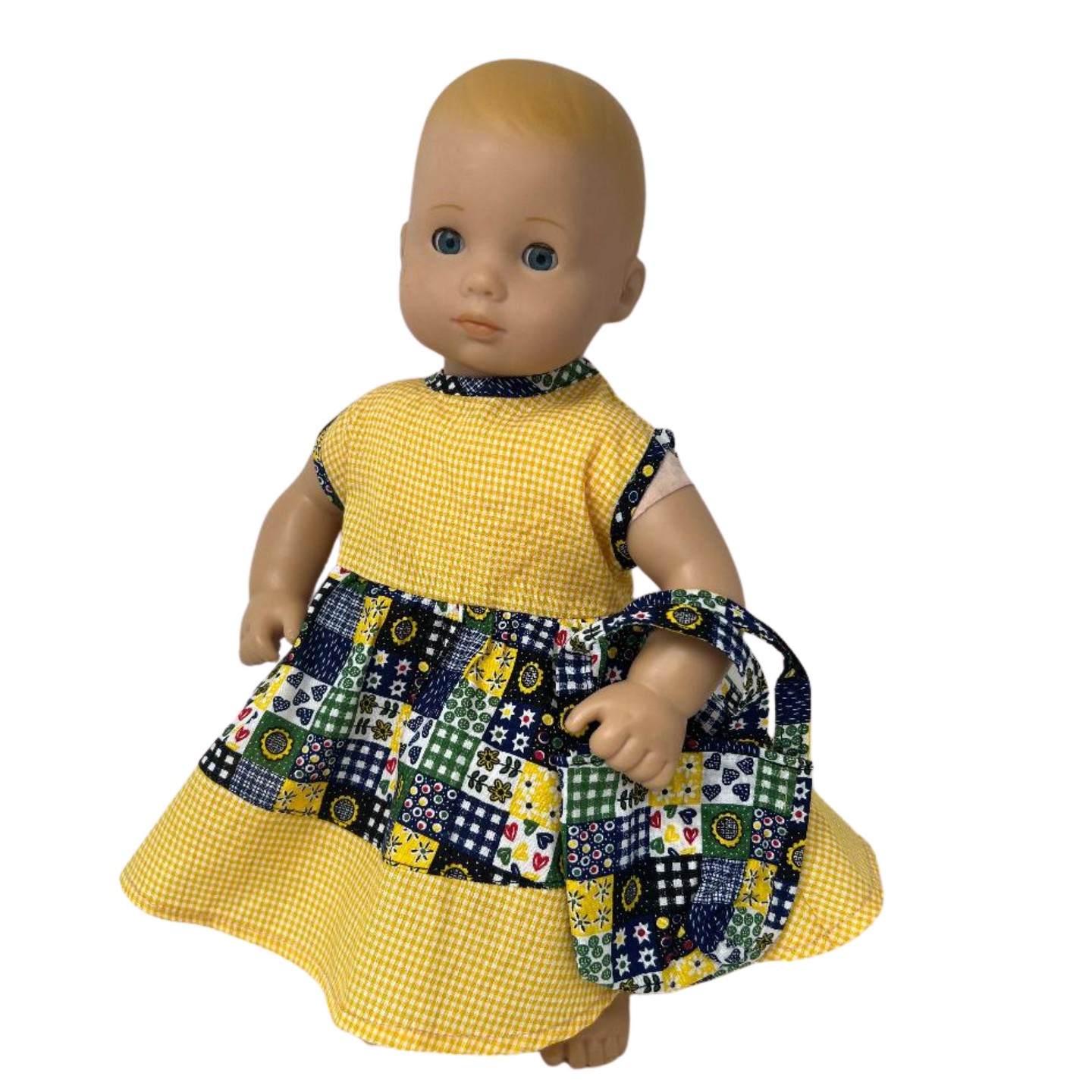 Детские аксессуары для кукол Doll Clothes Superstore Sleeveless Patchwork Summer Dress with Matching Purse for 15 Inch Baby Dolls — фото 4