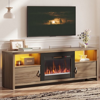 Bestier 71" Modern Fireplace TV Stand for TVs up to 75", LED Entertainment Center Gaming TV Console with 23" Remote Control Electric Fireplace
