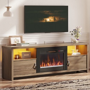 Bestier 71" Modern Fireplace TV Stand for TVs up to 75", LED Entertainment Center Gaming TV Console with 23" Remote Control Electric Fireplace - 1 of 4