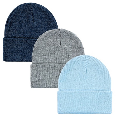 Hudson Baby Family Knit Cuffed Beanie 3pk, Light Blue, Infant Toddler ...