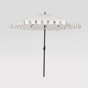 9' Hexagon Scalloped Outdoor Patio Market Umbrella Off-White with Black Pole - Threshold™ - 1 of 4