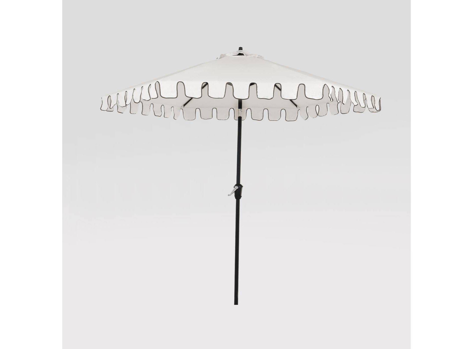 9' Hexagon Scalloped Outdoor Patio Market Umbrella Off-White with Black Pole - Threshold™