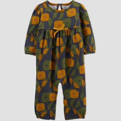 Image of Baby Girls' Floral Jumpsuit - Just One You® made by carter's Olive 9M