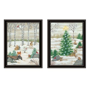 Whisen 2- Piece Vignette Woodland "Critters for Christmas" Black Framed Wall Art, Home Decor by Lisa Kennedy - 1 of 4