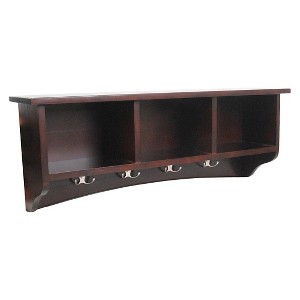 Coat Hooks with Storage Cubbies Espresso - Alaterre Furniture , Brown