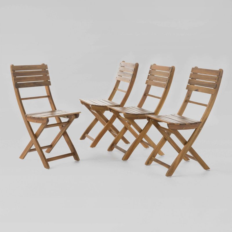 Positano 4pk Acacia Wood Folding Dining Chairs - Christopher Knight Home, 3 of 6
