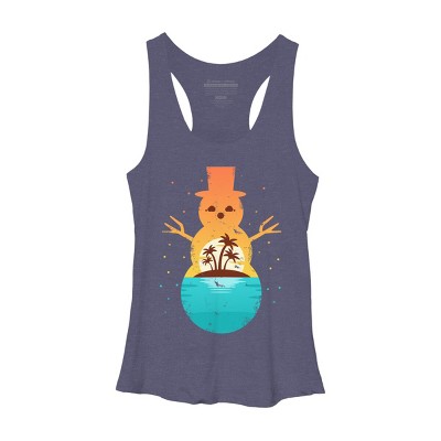 Women's Design By Humans Christmas in July Snowman Sunset By destiny29 Racerback Tank Top