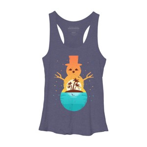 Women's Design By Humans Christmas in July Snowman Sunset By destiny29 Racerback Tank Top - 1 of 3