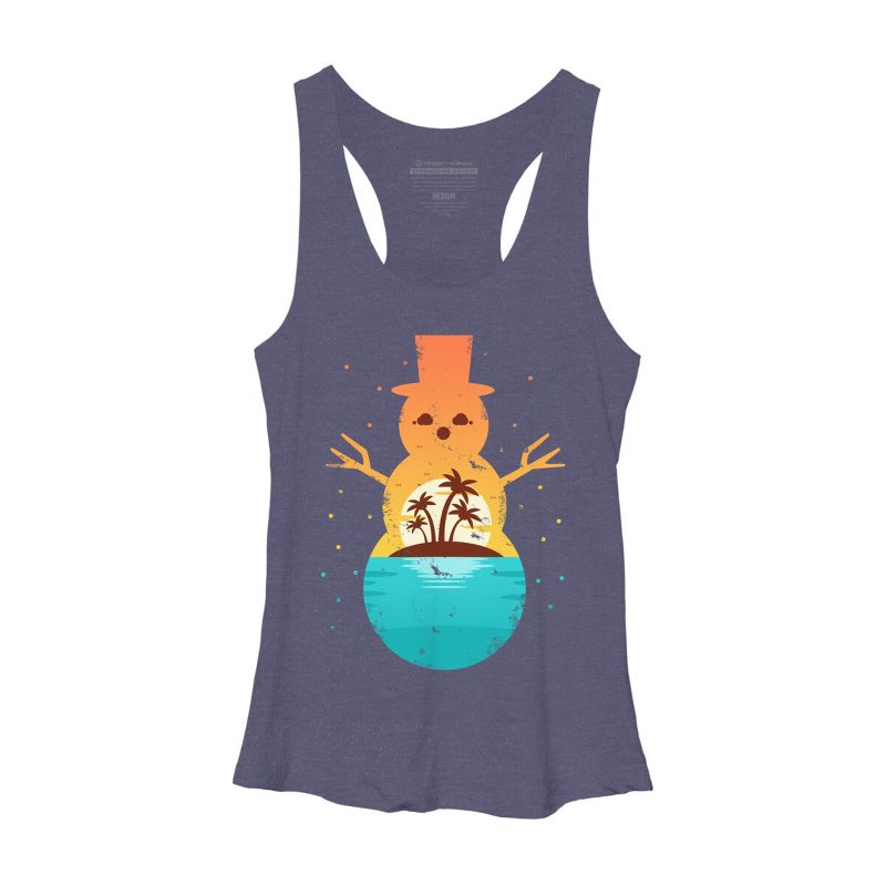 Women's Design By Humans Christmas in July Snowman Sunset By destiny29 Racerback Tank Top, 1 of 4