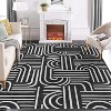 Washable Area Rug, Soft Rainbow Abstract Runner, Non-Slip Low-Pile Carpet with Rubber Backing, Stain Resistant Boho Geometric Rug for Living Room - 2 of 4