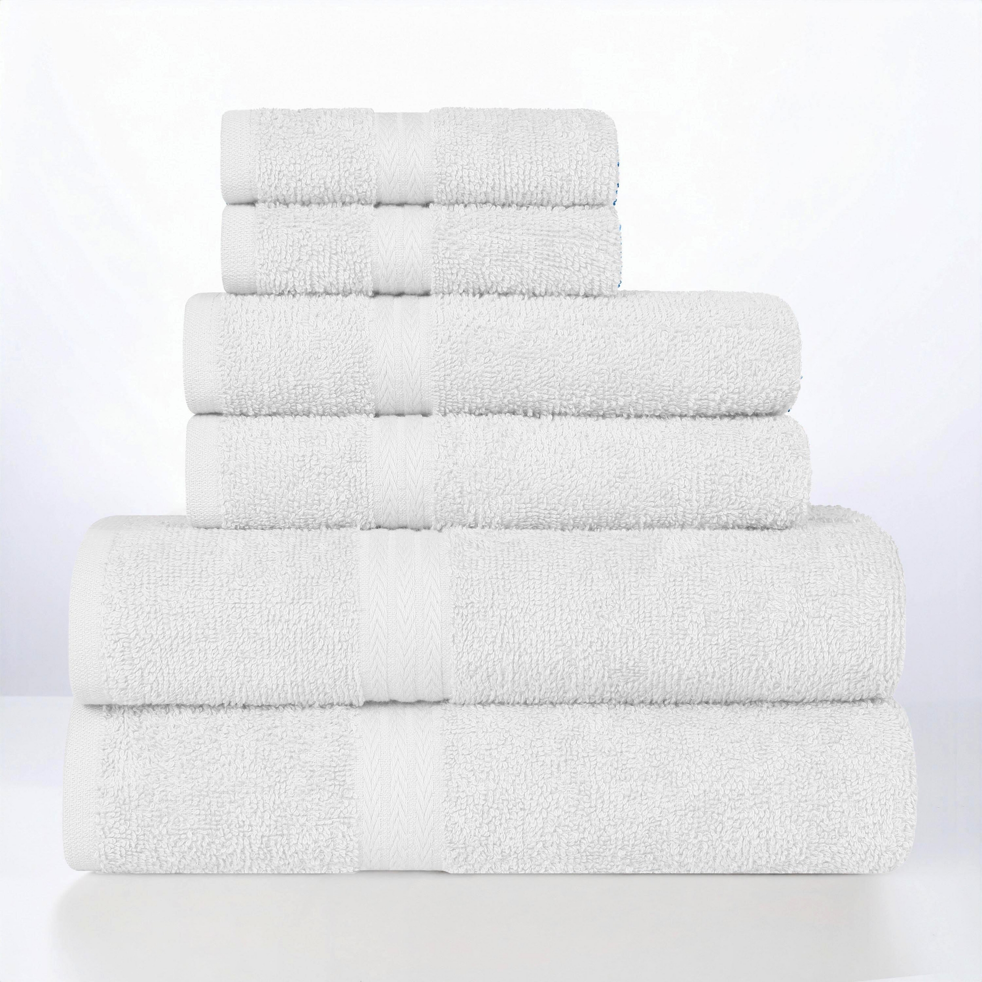 Quick-Dry 6-Piece 100% Cotton Towel Set, White - Blue Nile Mills