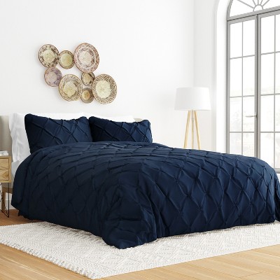 Pintuck Textured  3PC Duvet Cover & Shams Set, Pinch Pleat Design, Ultra Soft, Easy Care - Becky Cameron