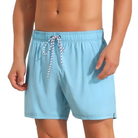 Мужские шорты INSPIRE CHIC Solid Drawstring Waist Stretch Liner Pool Beach Shorts 32 Light Blue
