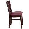 Emma and Oliver Slat Back Walnut Wood Chair, Burgundy Vinyl Seat - 4 of 4