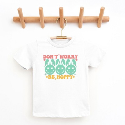 The Juniper Shop Don't Worry Be Hoppy Smiley Face With Ears Toddler Short Sleeve Tee