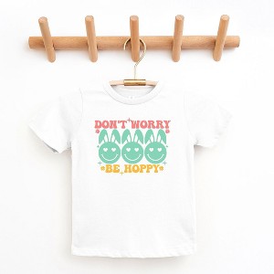 The Juniper Shop Don't Worry Be Hoppy Smiley Face With Ears Toddler Short Sleeve Tee - 1 of 2