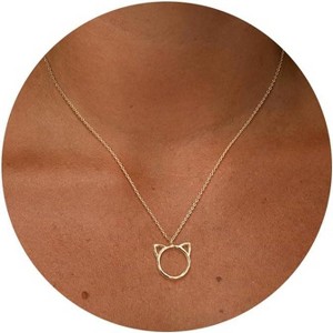 Circle CZ Pendant Necklace 14K Gold Plated Twist Rope Chain Jewelry - 1 of 4