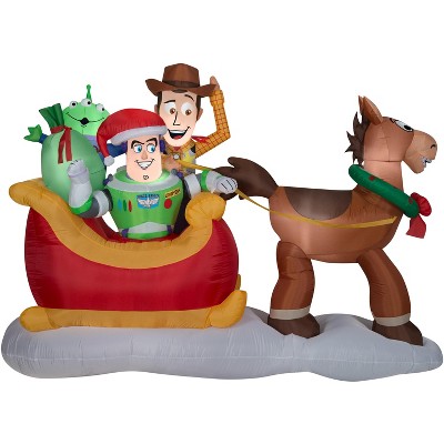 Gemmy Christmas Airblown Inflatable Toy Story w/Sleigh Scene Disney, 5 ft Tall, Multicolored