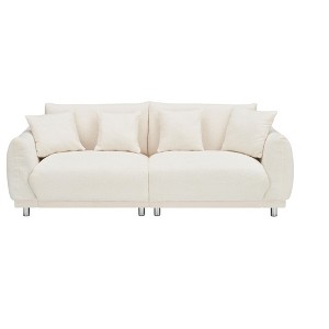 NicBex Teddy Fabric Loveseat Sofa Mid Century Modern Love Seat Couches with 4 throw pillows and hardware feet,Suitable for Bedroom,Living Room - 1 of 4